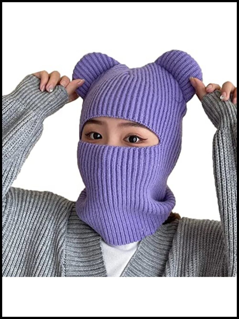 Knit Balaclava Hooded Scarf Winter Beanie Hat Full Cover Warm Skull Cap